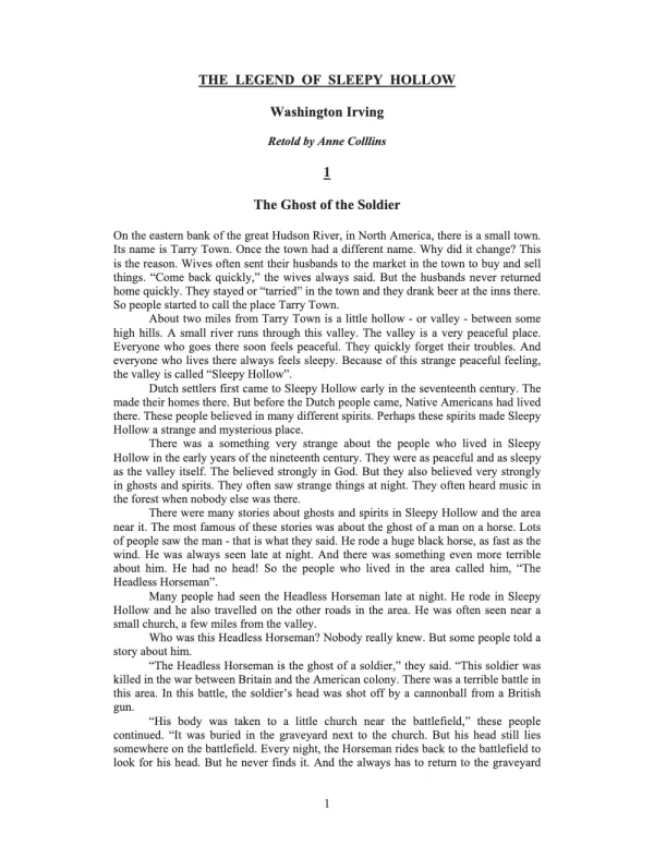 The Legend of Sleepy Hollow by Washington Irving